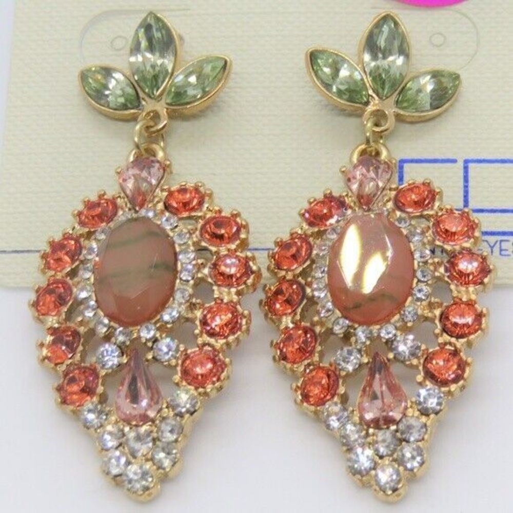 Fantas-eyes Earrings Cascade Teardrop Gold-tone